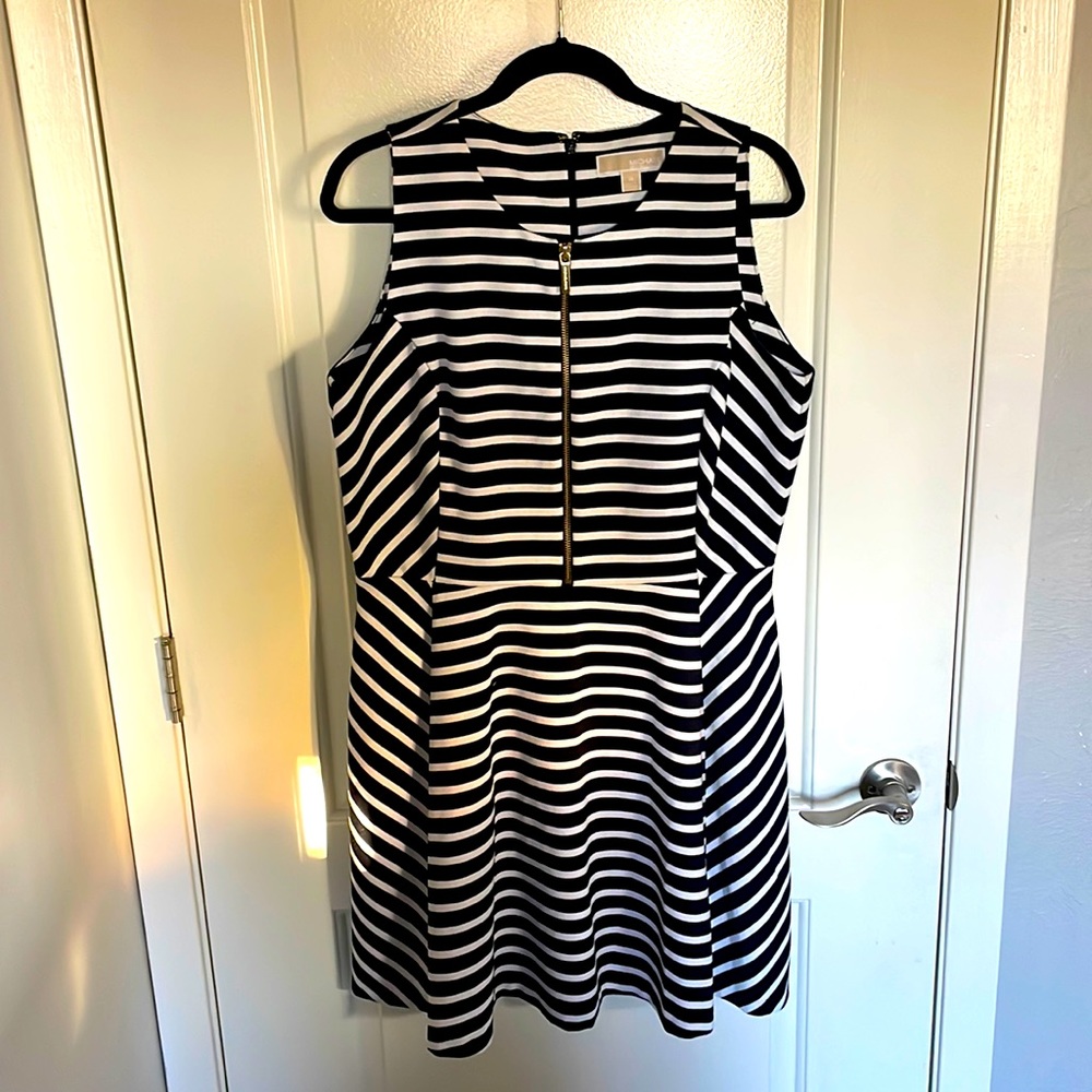 Micheal Kors navy and white stripe dress